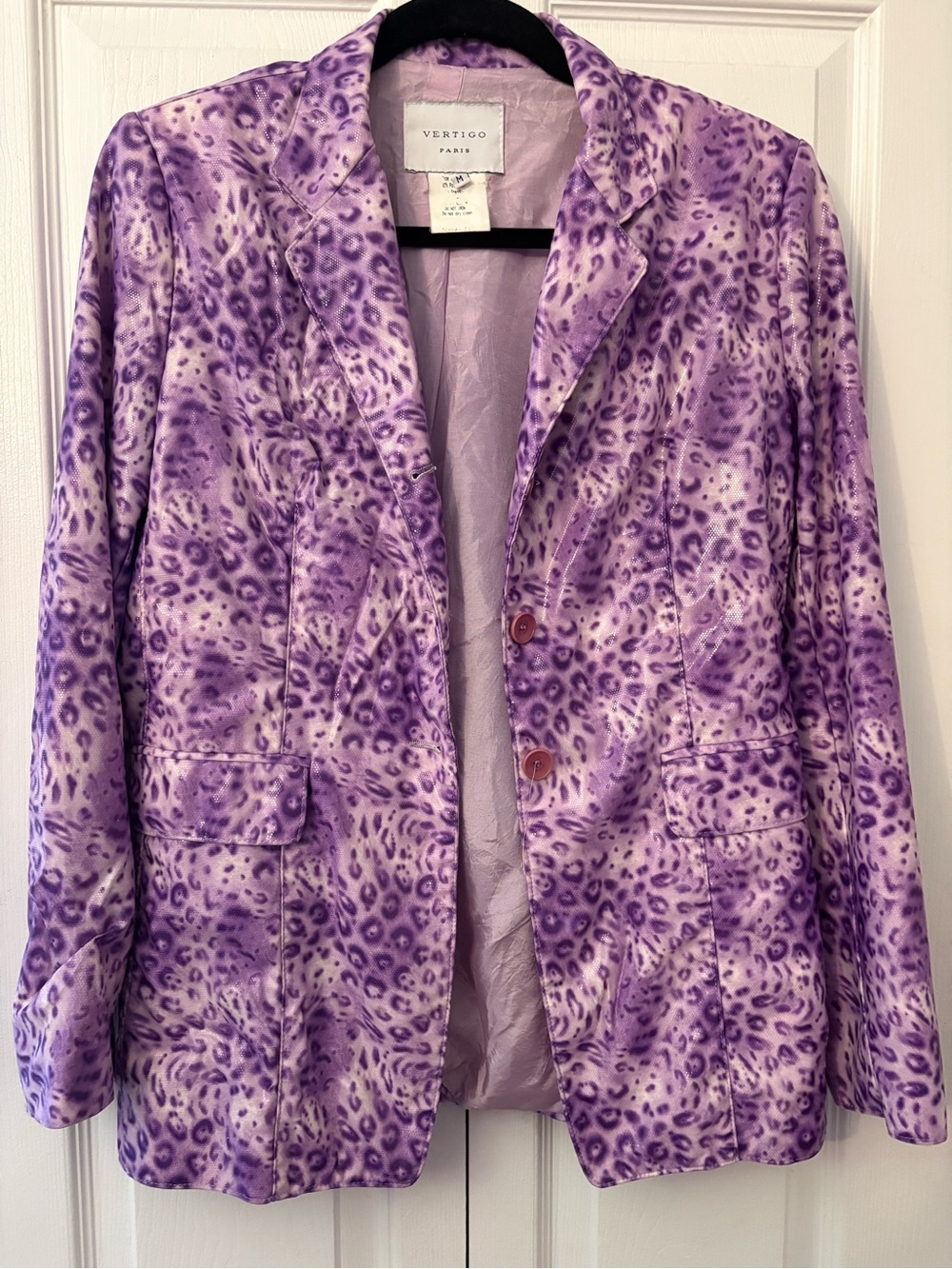 Vertigo Paris Lavender Leopard Print Blazer Jacket